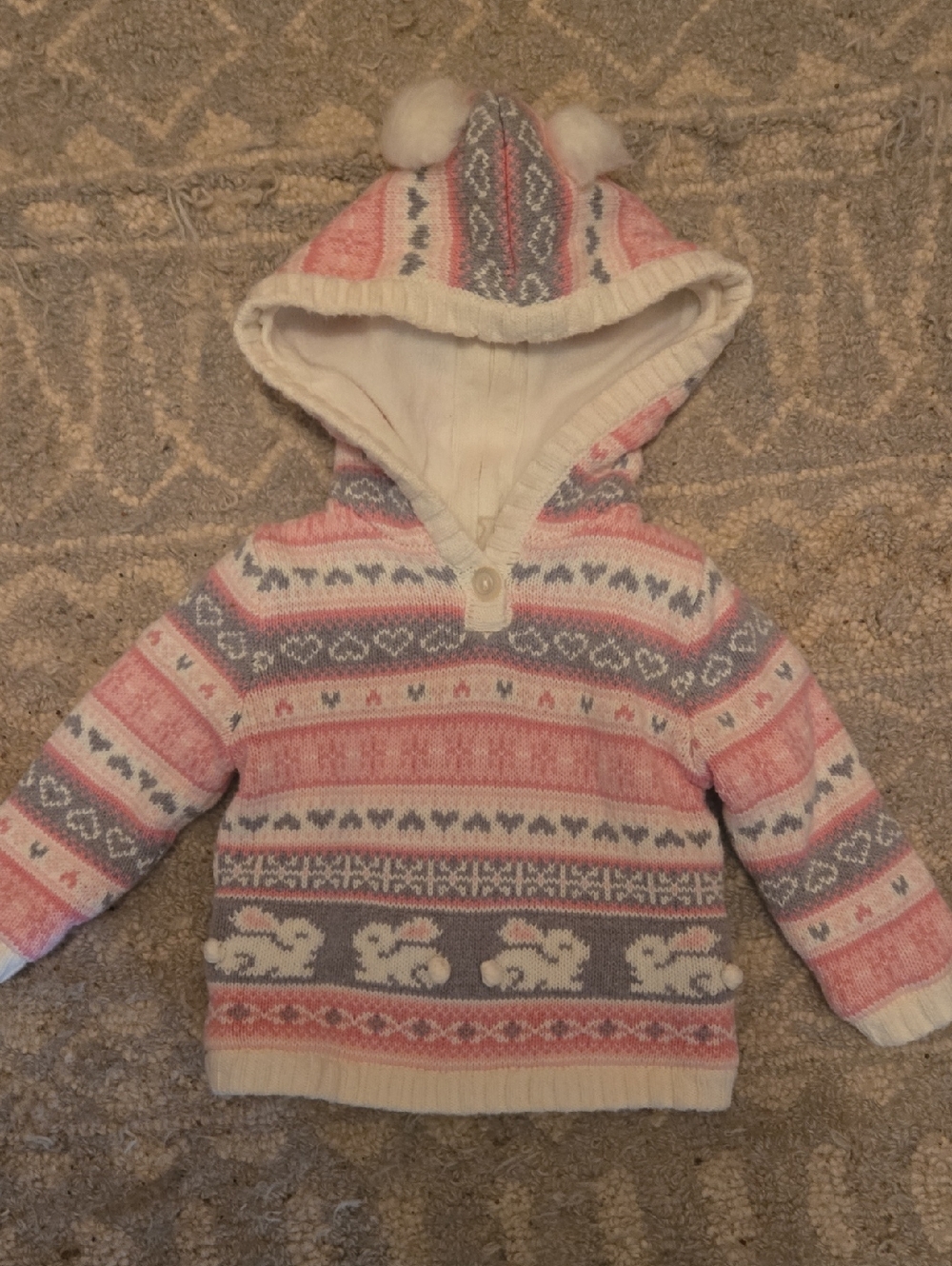 Cupcakes and Cashmere 3-6M rabbit warm sweater with hood EUC